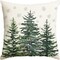 Christmas Trees Snowflake Throw Pillow Cover, 16 x 16 Inch Winter Holiday Cushion Case Decoration for Sofa Couch